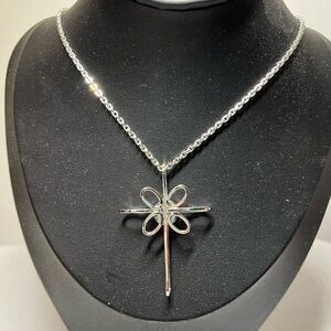 Vintage Silver-tone Cross Pendant Necklace and chain